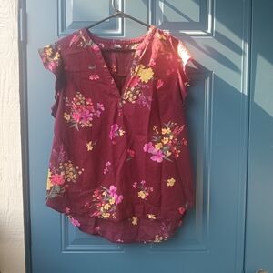 Old Navy Burgundy Floral Blouse